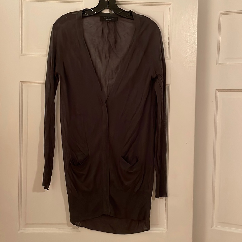Rag & Bone Size S Long Snap Front Cardigan Slate … - image 1